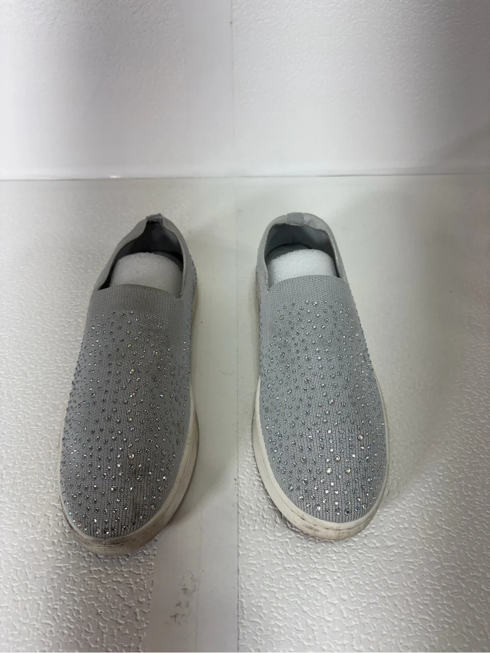 Skechers Silver Slip-On Sparkle Knit Sneakers s279